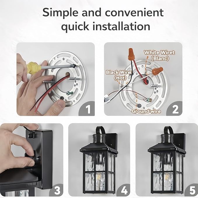 2 Pack Motion Sensor Outdoor Porch Light: Dusk to Dawn Weatherproof Exterior Wall Lights Fixture Black Outside Coach Lamp for House Garage Patio Front Door