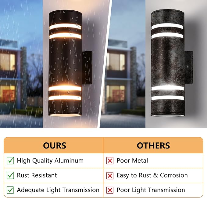 Housen Solutions Outdoor Light Fixture IP65 Waterproof Exterior Lighting Fixtures Oil Rubbed Bronze Aluminum Wall Mount Porch Lights Outdoor Lights for House Garge