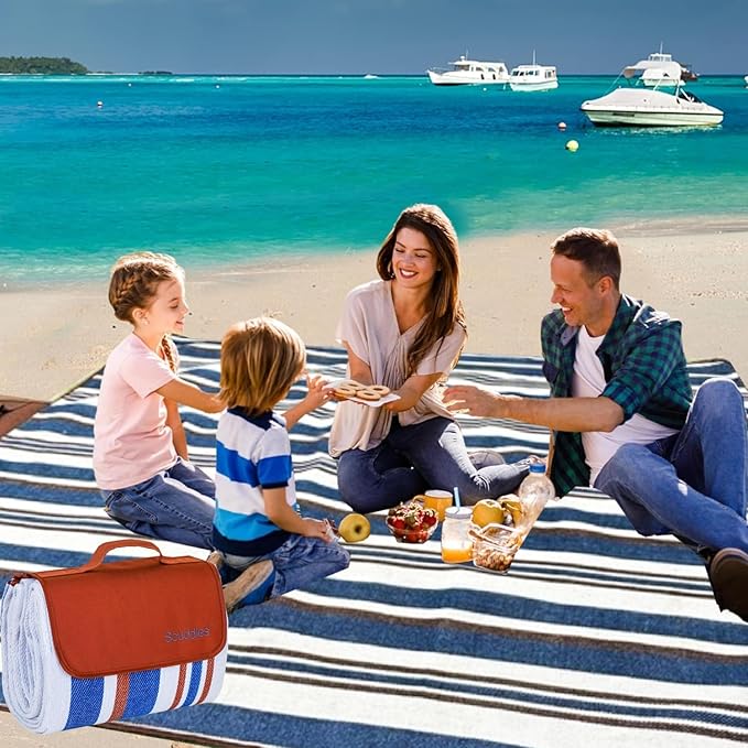 scuddles Extra Large Picnic Blanket – 80 x 80 Waterproof Outdoor Mat with Soft Dual-Layer Comfort Foldable Sand-Free Travel Rug for Beach Camping Lawn &amp Parks