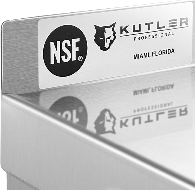 KUTLER Stainless Steel Shelf - 12 x 24 NSF Commercial Wall Mount Shelves with Backsplash Floating Metal Shelving for Restaurant Kitchen Home