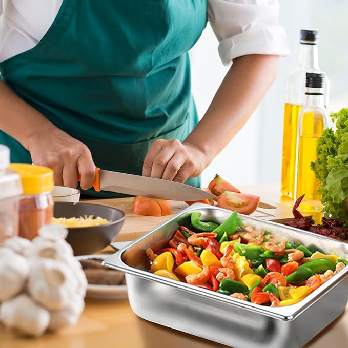 Chafing Pans Hotel Pan 2Pcs Stainless Steel Buffet Server Polished Stackable 6L Chafing Pans Smooth 12.8x10.4x3.9in Steam Table Pan for Restaurant School