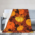 60X50 Fall Pumpkin Lightweight Flannel Blanket - Soft and Breathable Polyester Suitable for Travel Camping and Home Decoration
