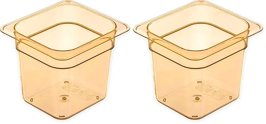 Carlisle FoodService Products 3088513 StorPlus High Heat Food Pan 6 Deep Sixth Size Amber (Pack of 2)