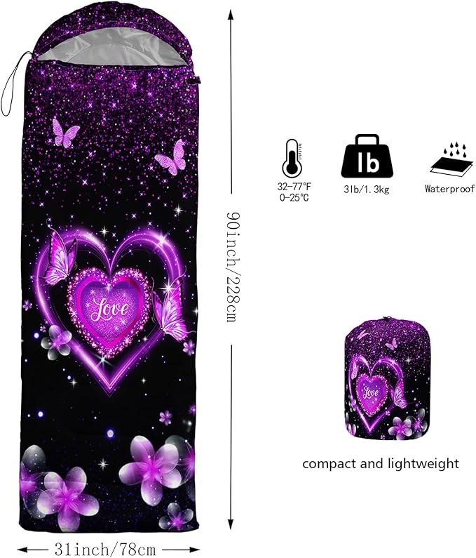 QOOMO Camping Sleeping Bags3 Season Warm &amp Cool WeatherLightweightWaterproof Sleeping Bags for Adults &amp KidsTravelingand OutdoorsCamping Gear Equipment