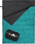 AGEMORE Cotton Flannel Double Sleeping Bag for Camping Backpacking Or Hiking. Queen Size 2 Person Waterproof Sleeping Bag for Adults Or Teens. Lightweight with Compression Sack