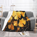Golden Ginkgo Leaves Soft Fleece Blanket 60 * 50 inch Soft Sofa Blanket Suitable for Sofa Camping Travel Night Cover Blanket