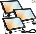 3 Pack 210W Flood Lights Outdoor 3 Color 3000/4500/6000K Selectable Floodlight Outside Light 5Ft Cable with Plug IP66 Waterproof Security Lamps for Court Stadium Garden