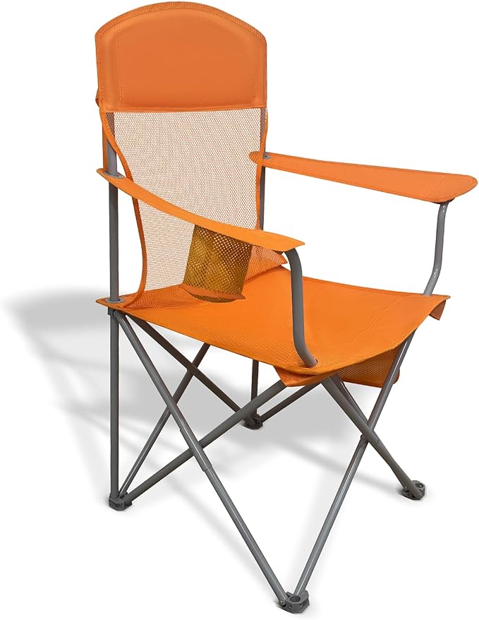 Lightweight Camping Chair for Adults 300lbs Capacity Foldable Portable Lawn Chair with Carry Bag Outdoor Chair for Camping Lawn Beach &amp Travel Orange