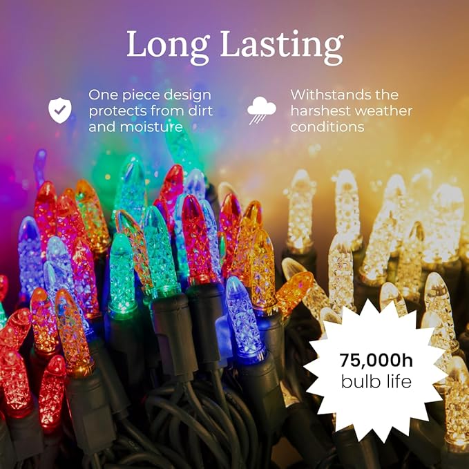 Pro Christmas M5 LED Christmas Lights - 70 Count Mini 5mm String Lights - Professional Grade Indoor/Outdoor Commercial Holiday Light Set for Trees Bushes &amp Décor - Purple