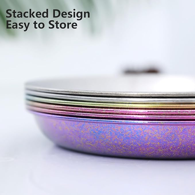 Titanium Camping Plate Titanium Pan Dish Plate Lightweight Round Dinnerware Tableware Cooking Utensils Pasta Plates Bowl 27fl oz(TA8220IA)