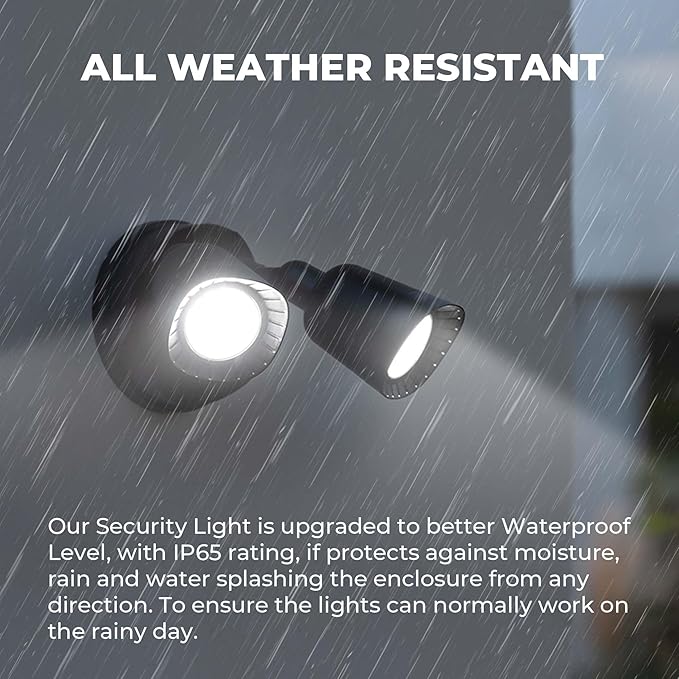2 Pack LED Flood Lights Outdoor 16W 1900LM 5000K Daylight IP65 Waterproof Security Lights with 2 Adjustable Heads Exterior Wall Light for Patio Garage Yard-Black