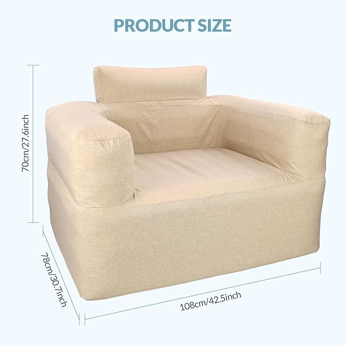 Bestrip Auto Inflatable Sofa Single Blow up Couch Lounger with Built-in Air Pump Rechargeable Air Sofa for Camping Gamging &amp Home（Khaki）