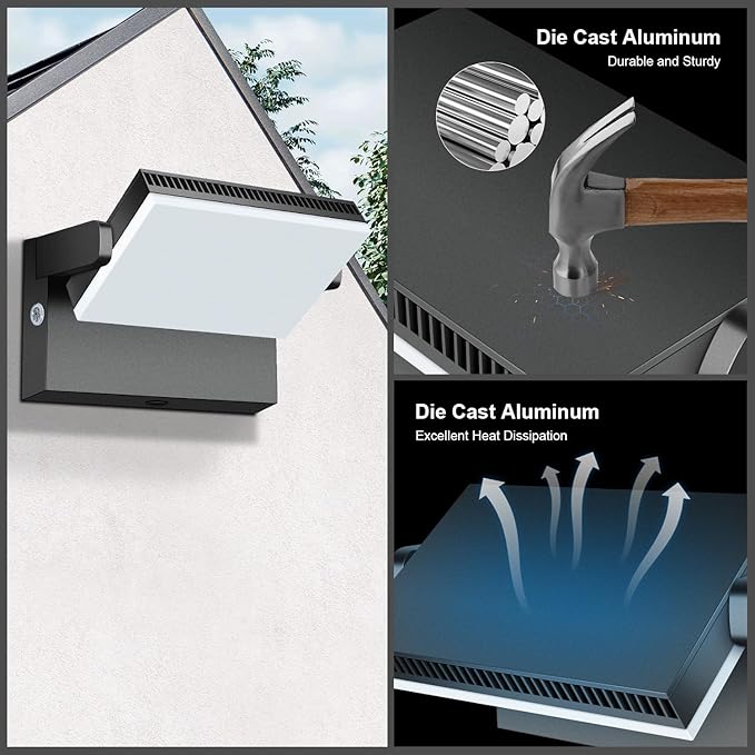 Modern Sleek Flood Lights Outdoor 120W 5000K Dusk-to-Dawn Photocell with 360° Rotation 18000LM IP65 Waterproof LED Security Wall Pack for BuildingYardDriveway (4 Pack)