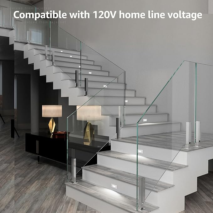 LEONLITE White 5CCT 120V LED Step Lights 3.5W 150LM 5%-100% Dimmable Horizontal Stair Lights Indoor Outdoor Wet Location CRI90+ &amp ETL 2700K/3000K/3500K/4000K/5000K Aluminum Pack of 3