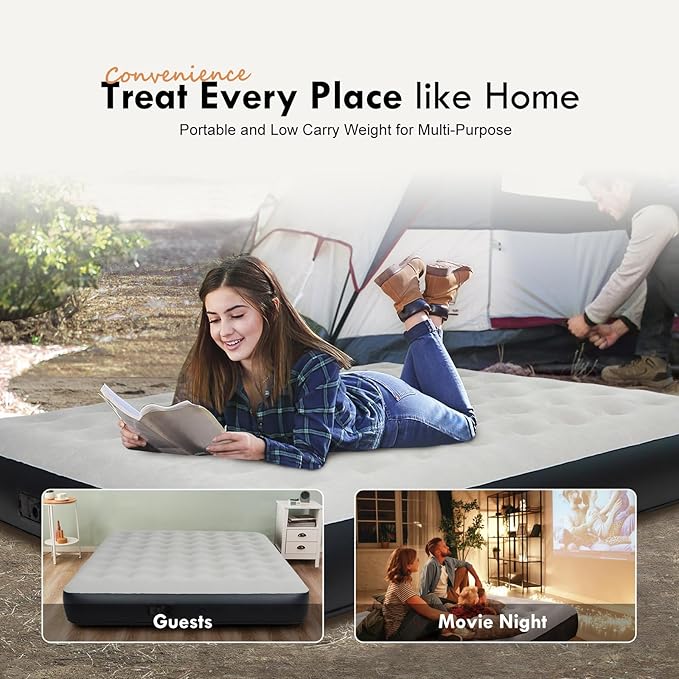 DIMAR GARDEN King Size Air Mattress with Built in Pump Blow Up Mattress Inflatable Bed for Home