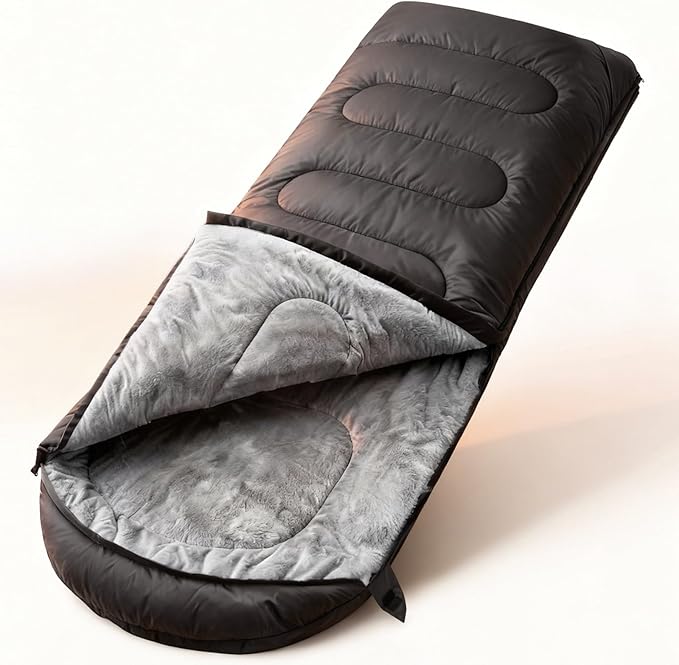 FARLAND Sleeping Bag for Adults Cold Weather &amp Warm Plush Fleece-Lined Interior - Portable Waterproof Windproof with Compression Sack for Camping Hiking Traveling Indoor &amp Outdoor