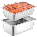 Tioncy 2 Pack Full Size Hotel Pans with Perforated Steam Pan Stainless Steel Steam Table Pan Multifunctional Food Chafing Supplies for Restaurant Kitchen(Full Size 6 Inches 8 Inches)