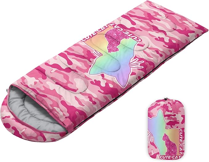 Sleeping Bags for Adults Youth Kids3D Printing Camping Sleeping Bag for Girls Boys Lightweight Waterproof Cold/Warm Weather Sleeping Bag for 3 Seasons