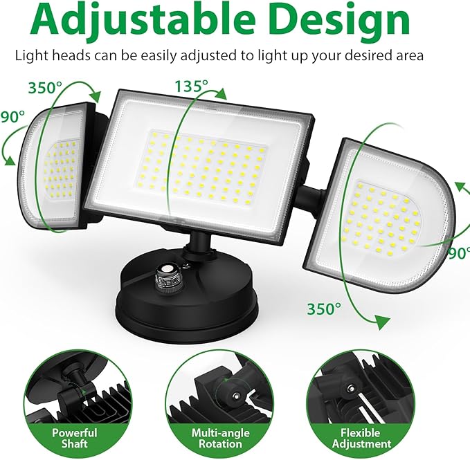 iMaihom 130W Led Flood Light OutdoorDusk to Dawn Outdoor Lighting 13000LM Outdoor Lights 3 Adjustable Heads Security Lights with Photocell IP65 Waterproof 6500K Outside Flood Light for Yard Garage