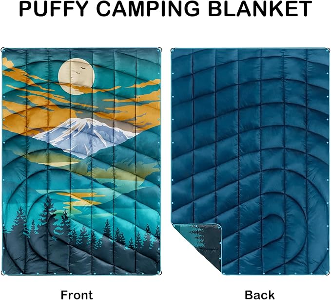 Camping BlanketLightweight Puffy Printed Camping Blanket Packable Outdoor Blanket for CampingTraveling Stadium Hiking Picnics
