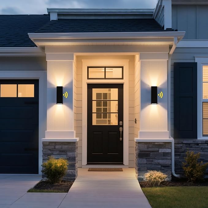 Outdoor Light Fixture Dusk to Dawn 2 Pack Matte Black Modern Porch Light IP65 3000K LED Bulbs Exterior Lighting Fixtures Outdoor Wall Lights for House Garage Front Door