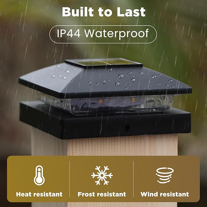Solar Post Cap Lights Outdoor 12pack Black Waterproof Solar Powered Deck Fence Post Lights Fit 4x4 Wood/Vinyl Posts Bright Warm White Solar Post Lights Decorate Deck Patio Porch Fence