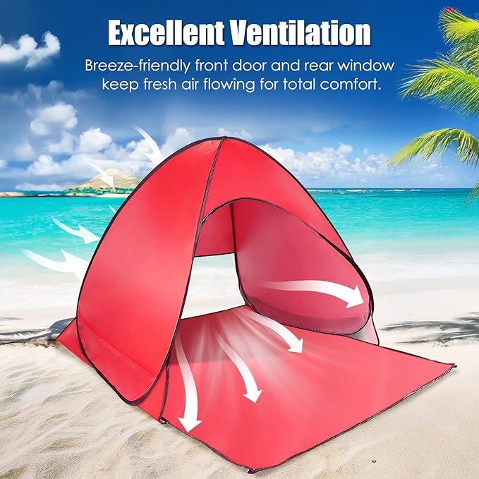 Pop Up Beach Tent Sun Shelter for 2-3 Person Sun Shelter with UPF 50+ &amp Lightweight Portable Beach Tent Easy Pop Up for Outdoor Camping Fishing