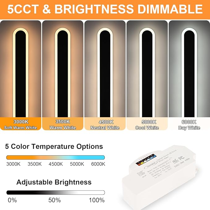 2-Pack 32in LED Outdoor Wall Light Fixtures IP65 Waterproof Modern Outdoor Wall Sconces Black Linear Exterior Light Fixtures 3000K-6000K LED Porch Lights for House Patio Courtyard Balcony