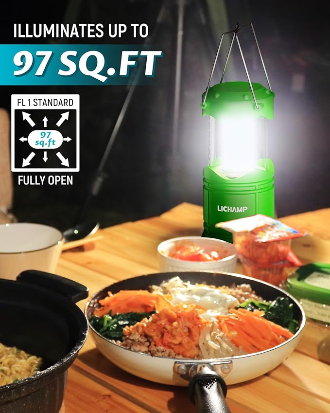 Lichamp 4 Pack LED Camping Lanterns Battery Powered Camping Lights LED Collapsible Flashlight Portable Emergency Supplies Kit A4DG