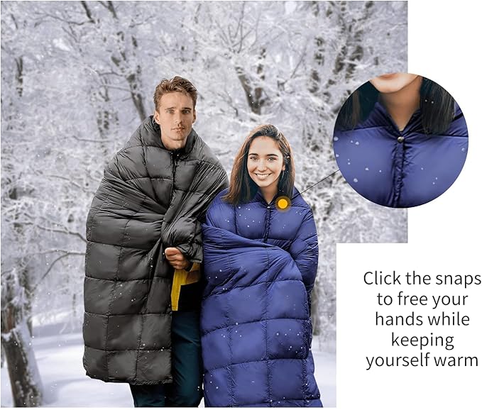 KingCamp Puffy Blankets for Cold Weather Camping Warm Down Alternative Outdoors Indoors Quilt Lightweight Compact Packable Windproof Blanket for Stadium Airplane Travel Picnics Backpacking