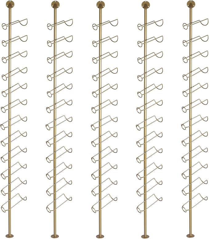 5 Pack 12 Bottle Wall Rack DIY Detachable Metal Bottle Display Holder Storage Rack for Kitchen Pantry Dining Room Bar Commercial Restaurants