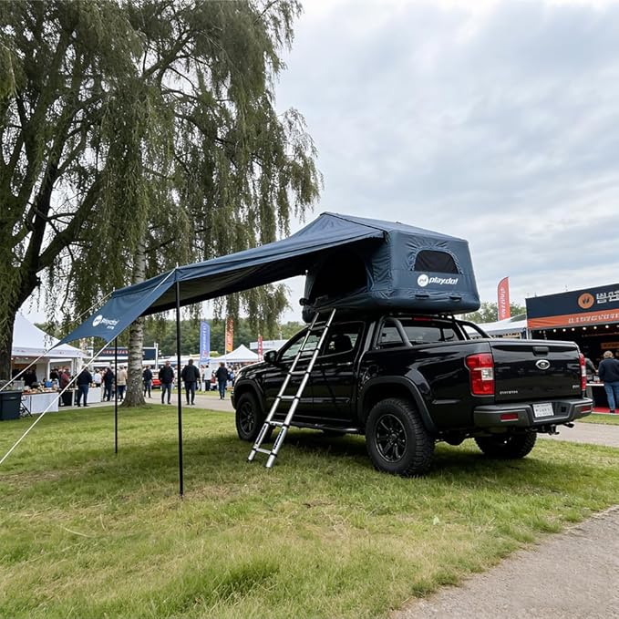 PlayDo Air Tents for Camping Rooftop Tent Easy Setup Inflatable Roof Tent Blow Up Car Top Tent for Pickup Truck SUV with Strip Light Ladder Air Mattress