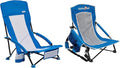 SUNNYFEEL Low Folding Beach Chair for Adults Portable Lightweight Sling Beach Camping Chairs with Cup Holder ArmrestFoldable Camp Lawn Chair for Outdoor Sand Concert Travel Sport Events300LBS