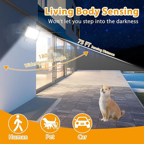 2 Pack 100W LED Motion Sensor Flood LightDusk to DawnIP66 Waterproof 11800 Lumens 5000K Daylight White Super Bright Security Light for Garage Front Porch Barn
