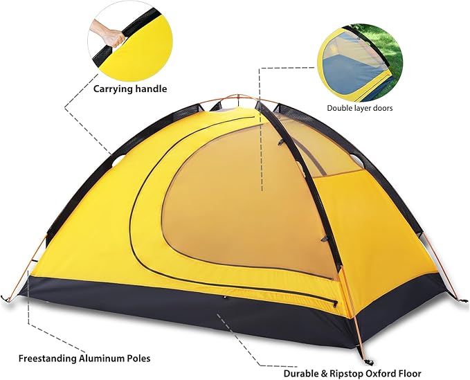 GEERTOP Ultralight 2 Person Backpacking Tent 4 Season Waterproof Camping Tent Double Layer Cold Weather Easy Set Up Tents for Family Camp Hiking Hunting Outdoor Mountaineering Travel