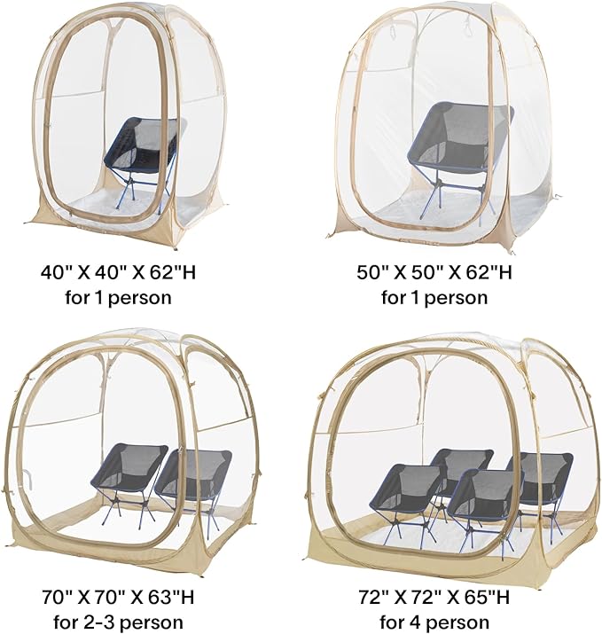 EighteenTek® Pod All Weather Sports Tent with Attached Floor Instant Outdoor Bubble Tent Rainproof Camping Sun Shelter for Sports Events Camping Fishing Cheering 1-4 Person