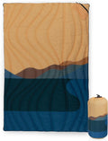 Picnic TIME Aura Outdoor Puffer Blanket Water-Repellent Puffy Printed Picnic Blanket for Camping and Park Large Cozy Outdoor Mat with Drawstring Bag Corner Loops and Pocket (Sunrise Mountain)