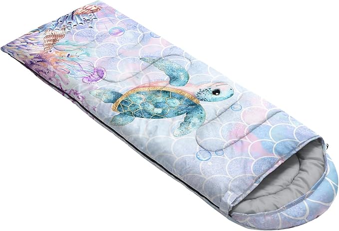 Sea Turtle Sleeping Bag for Kids Boys GirlsOcean Themed Camping GearWaterproof Compact Sleeping Bag for Camping Backpacking Outdoor Hiking.