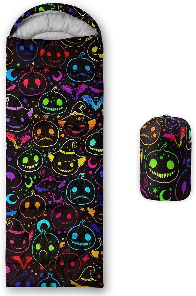 HOSIMA Kids Cute Dog Sleeping BagDifferent Pet Dogs Pattern Cold Weather Gear for CampingAnimal Themed with Christmas Tree Print Waterproof Sleeping Bags for Outdoors Hiking.