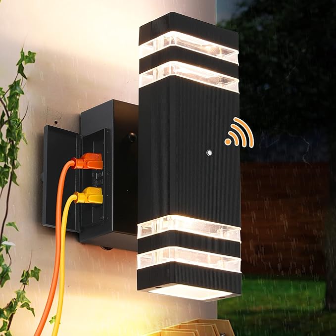 Porch Lights with GFCI Outlet Dusk to Dawn Outdoor Lights with Outlet IP65 Waterproof Anti-Rust Exterior Light Fixture Outside Wall Sconce for House Porch Garage Front Door