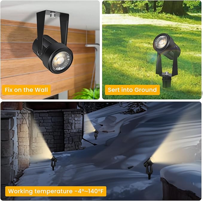 Svater 4 Pack Landscape Lighting Low VoltageOutdoor Spotlights with Transformer Plug in LED Spot Lights for Yard BackyardHouse 12V 3000K Warm White IP65 Waterproof