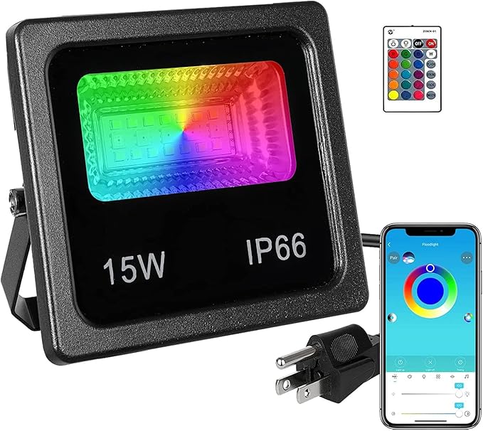 Z 150W Equivalent Led Color Changing Flood Lights Multi Colors RGB Uplighting with Remote IP66 Waterproof Stage Lights Dimmable Colored LED Lights Floor for Party Outdoor Indoor Decor