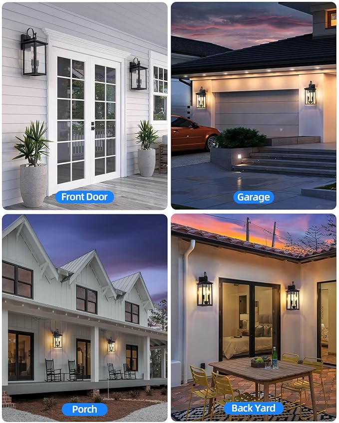 SHIMR Dusk to Dawn Outdoor Lighting Large Exterior Light Fixture Wall Mount Waterproof Outdoor Wall Light Outside Lights for House Porch Garage Patio
