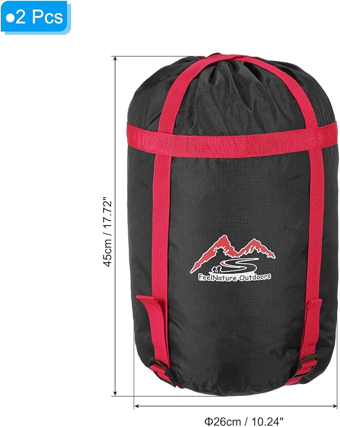 PATIKIL Compression Stuff Sack 2 Pack S Size Waterproof Sleeping Bag Storage Sack Portable Compression Bag for Backpacking Camping Black Red