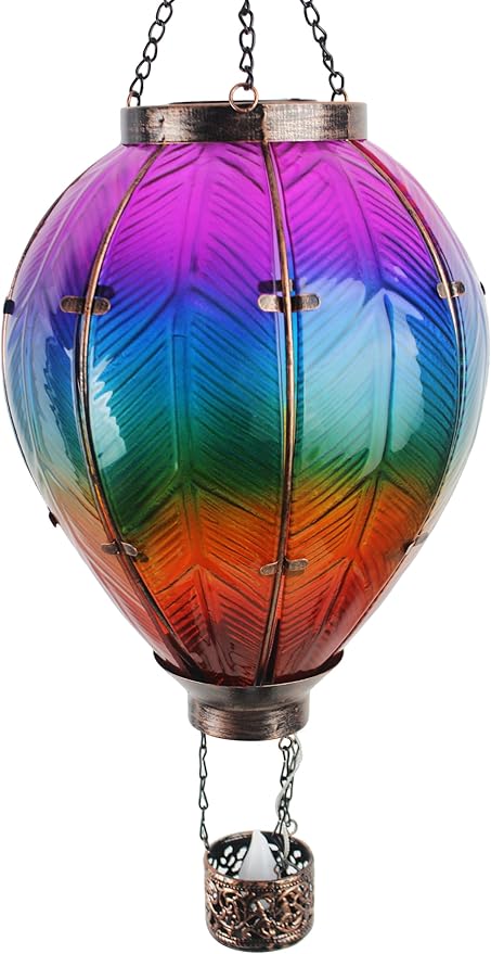 STARSOUL Extra Large Solar Hot Air Balloon Lantern with Flickering Flame Hanging Solar Lantern Outdoor Waterproof Hot Air Balloon Solar Light Decorations for Garden Yard Lawn Porch