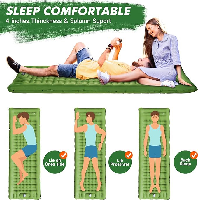 HiiPeak Sleeping Pad for Camping- Ultralight Inflatable Sleeping Mat with Built-in Foot Pump Upgraded Durable Compact Camping Air Mattress for Tent Backpacking Hiking