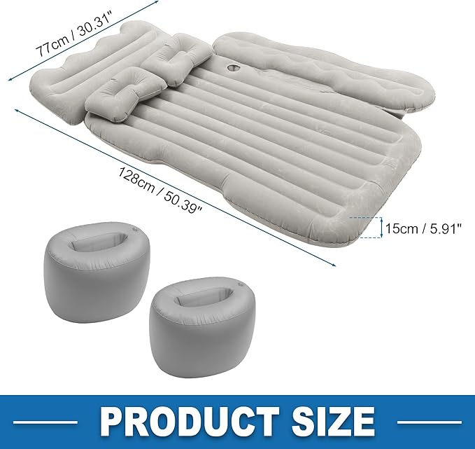 Car Air Mattress Sleeping Mat Comfortable 50.39x30.31x5.91 Back Seat Bed Camping Air Mattress Bed with Pillows for Car SUV