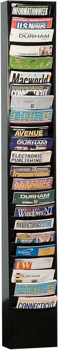 Durham 401-08 Black Cold Rolled Steel 23 Contour Pocket Vertical Literature Rack 9-3/4 Width x 65-1/2 Height x 4-1/8 Depth