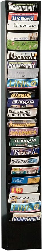 Durham 401-08 Black Cold Rolled Steel 23 Contour Pocket Vertical Literature Rack 9-3/4 Width x 65-1/2 Height x 4-1/8 Depth