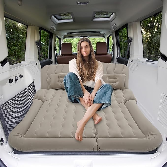 Inflatable Bed Mattress Car Truck SUV Back Seat Sleeping Beds W/Air Pump Set